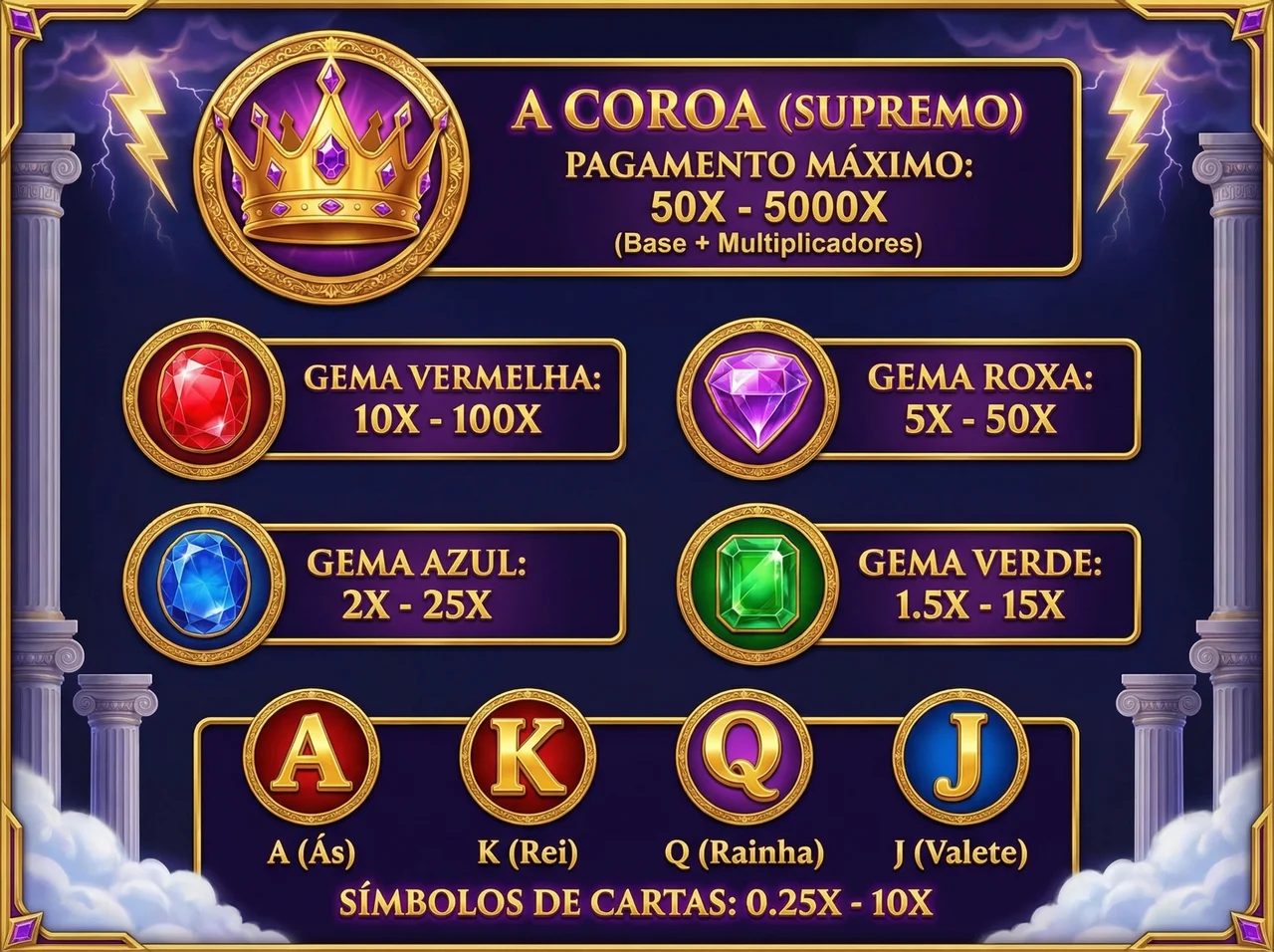 Tabela de pagamentos Gates of Olympus: A Coroa Supremo 50x-5000x